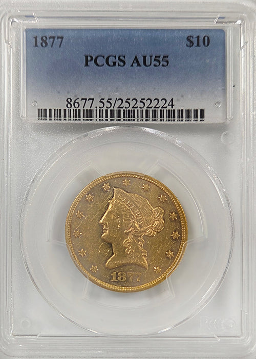 1877 $10 Gold Liberty PCGS AU55