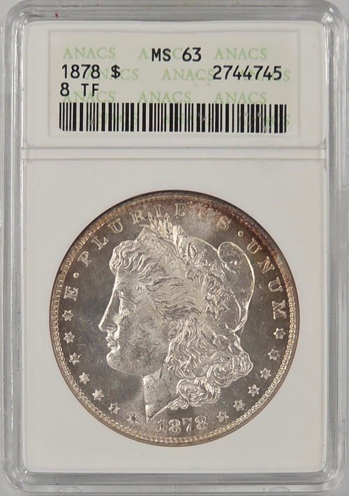 1878 8TF $1 Morgan ANACS MS63