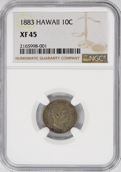 1883 Kingdom of Hawaii 10C NGC XF45