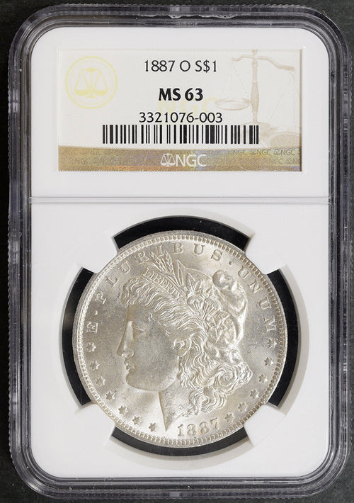 1887 O S$1 Morgan NGC MS63