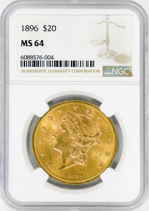 1896 $20 Gold Liberty NGC MS64