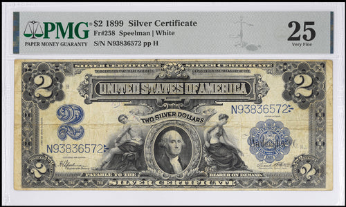 Series 1899 $2 Silver Certificate Fr.258 PMG VF25