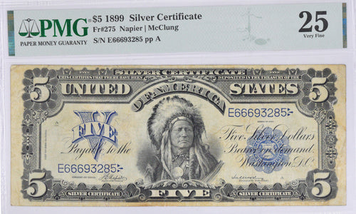 Series 1899 $5 Silver Certificate Fr.275 PMG VF25