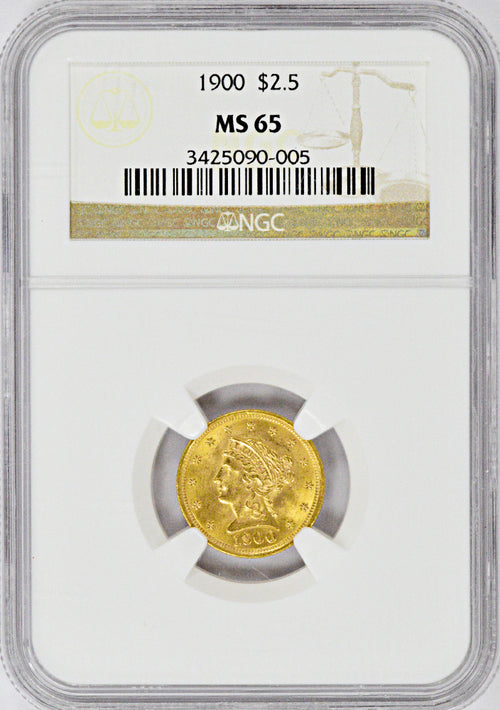 1900 $2.5 Gold Liberty NGC MS65