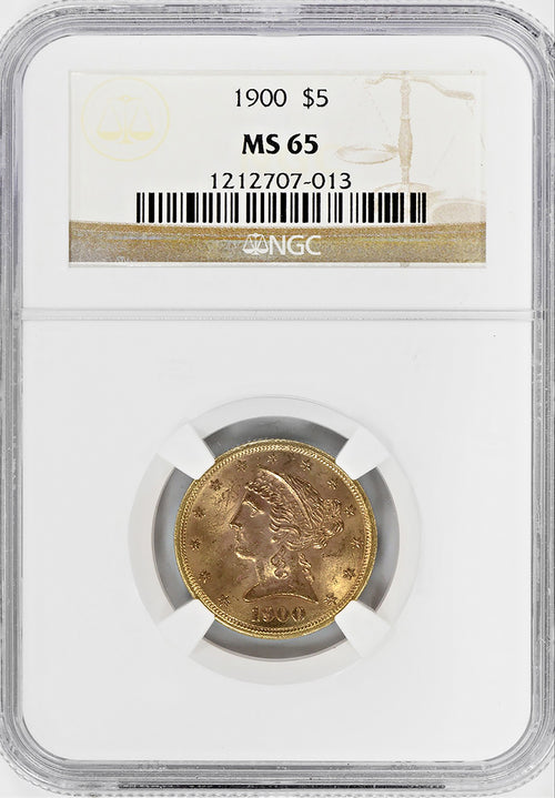1900 $5 Gold Liberty NGC MS65