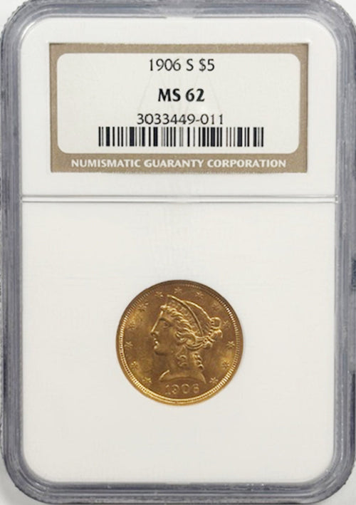 1906 S $5 NGC MS62