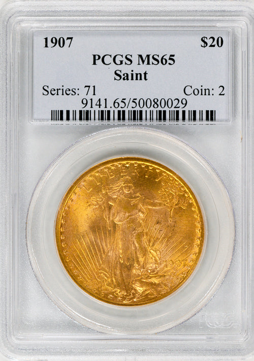 1907 $20 Gold St. Gaudens PCGS MS65