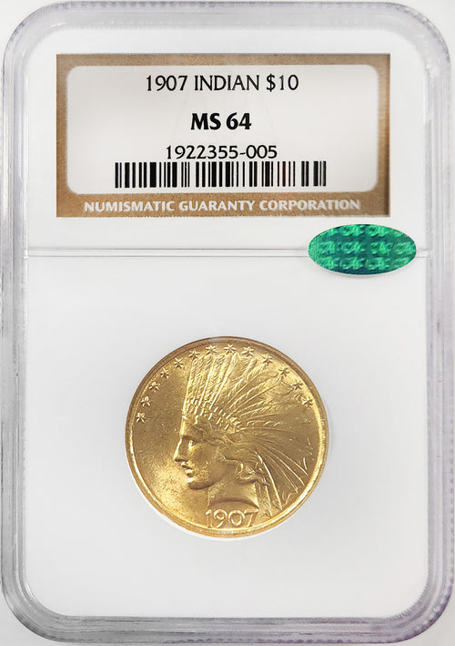 1907 $10 Gold Indian NGC MS64 CAC