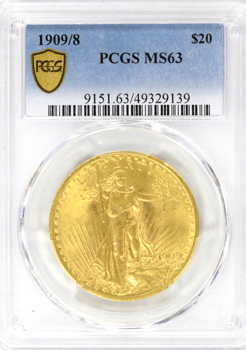 1909/8 $20 Gold St. Gaudens PCGS MS63