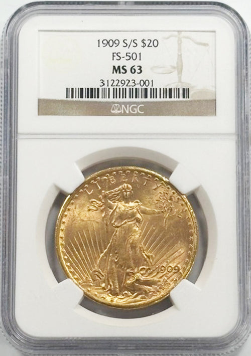 1909 S/S $20 FS-501 NGC MS63