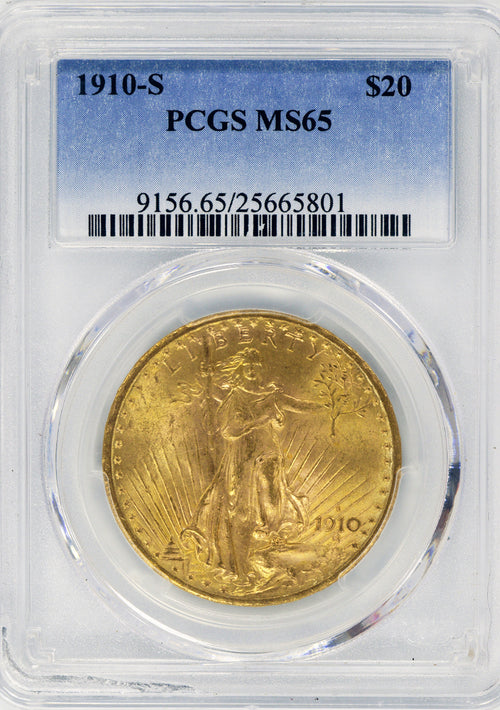 1910-S $20 Gold St. Gaudens PCGS MS65