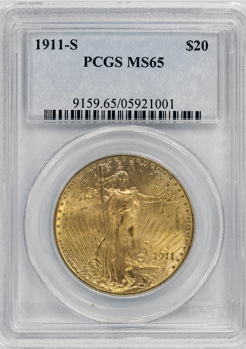 1911-S $20 St. Gaudens PCGS MS65