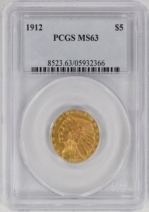 1912 $5 Gold Indian PCGS MS63