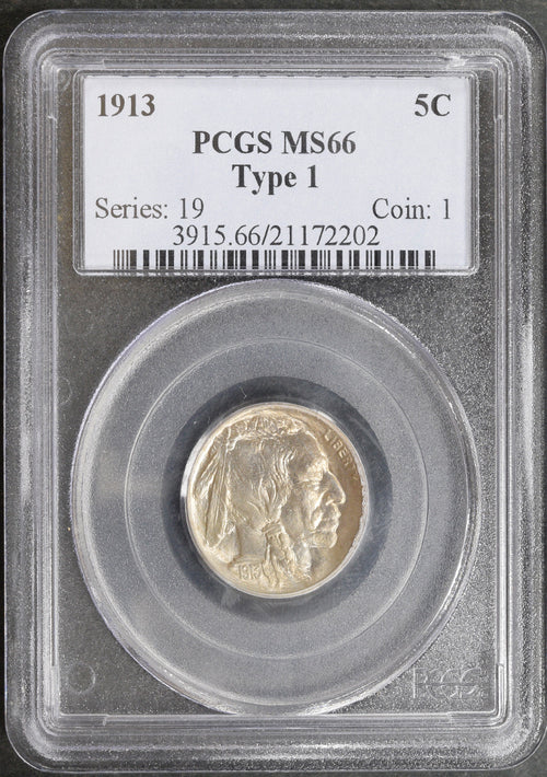 1913 5C Type 1 Buffalo Nickel PCGS MS66