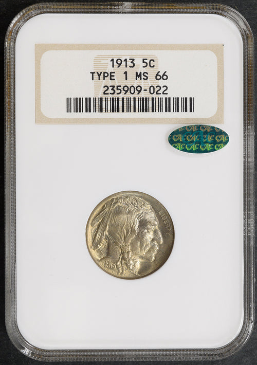 1913 5C Type 1 Buffalo Nickel NGC MS66 CAC