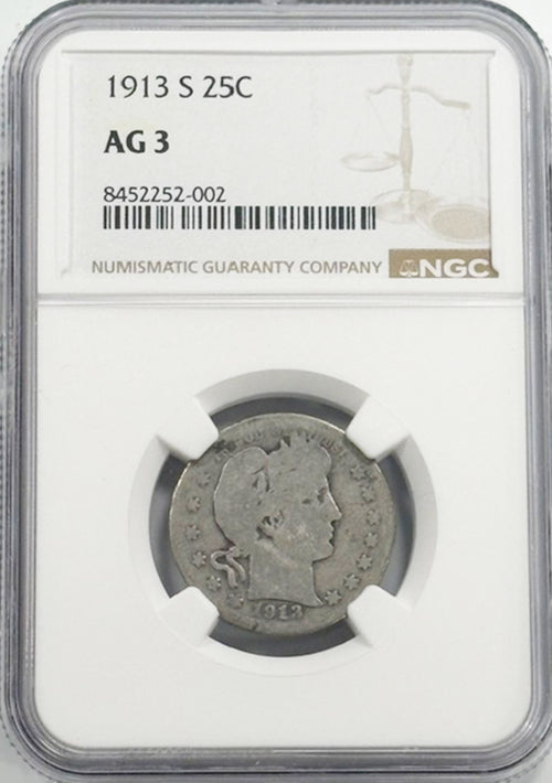 1913 S 25C NGC AG3