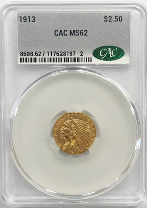 1913 $2.50 CAC MS62