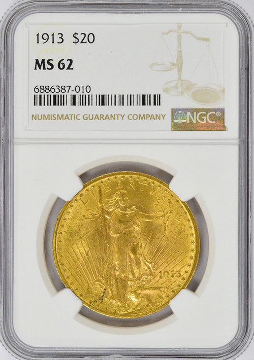 1913 $20 Gold St. Gaudens NGC MS62