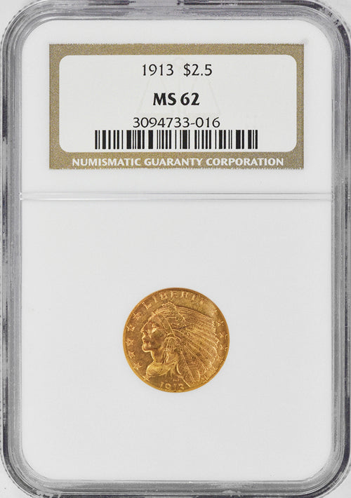 1913 $2.5 Gold Indian Head NGC MS62