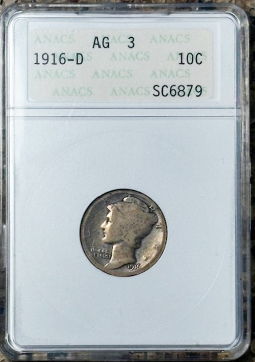 1916-D 10C ANACS AG3
