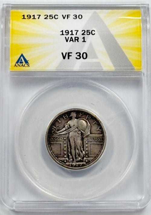 1917 25C ANACS VF30 VAR 1