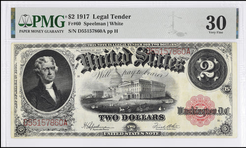 Series 1917 $2 Legal Tender Note Fr.60 PMG VF30