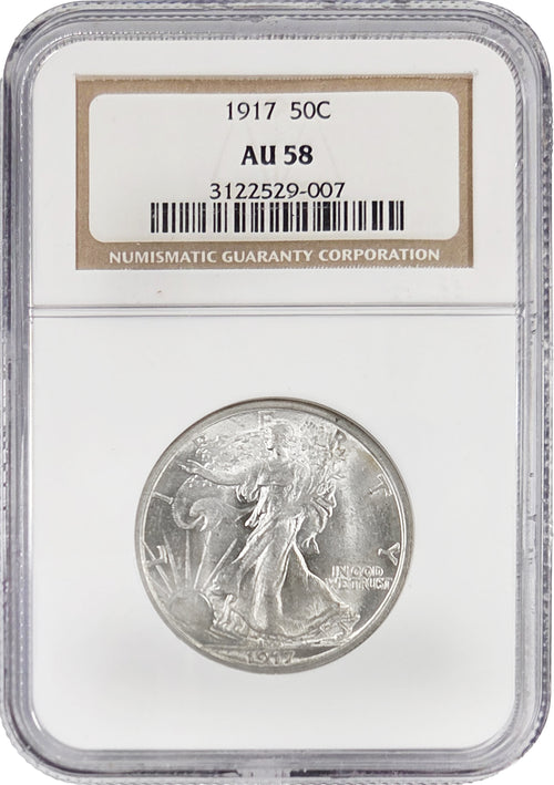 1917 50C Walking Liberty NGC AU58