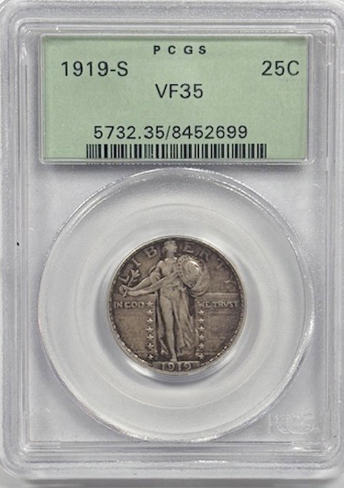 1919-S 25C PCGS VF35