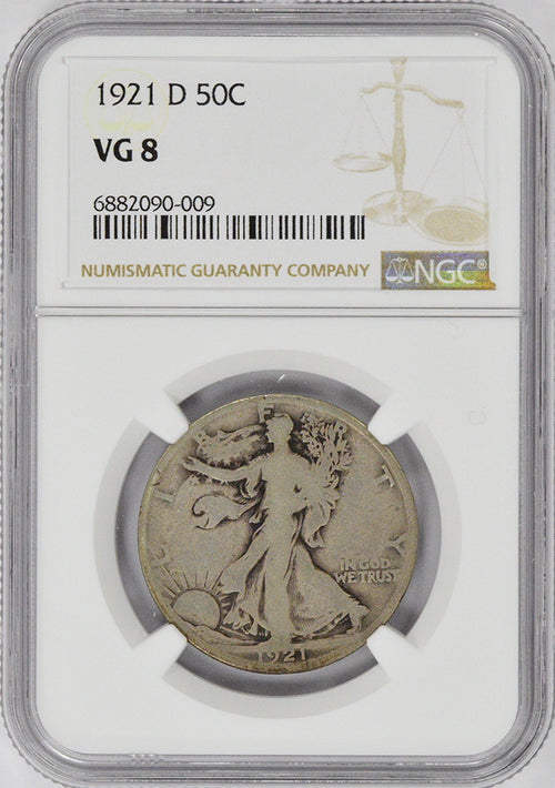 1921-D 50C Walking Liberty NGC VG8