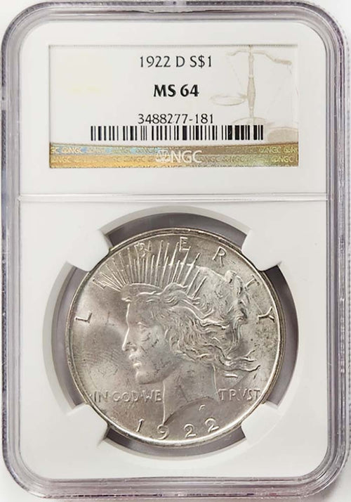 1922-D $1 Peace Dollar NGC MS64