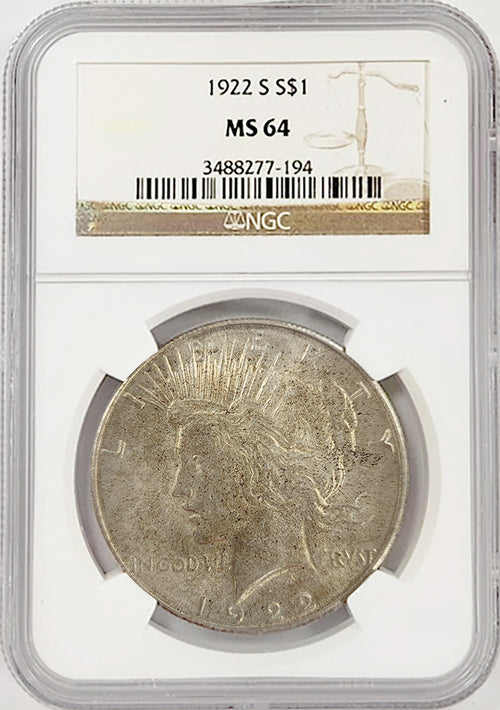 1922-S $1 Peace NGC MS64