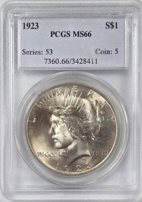 1923 $1 Peace PCGS M66