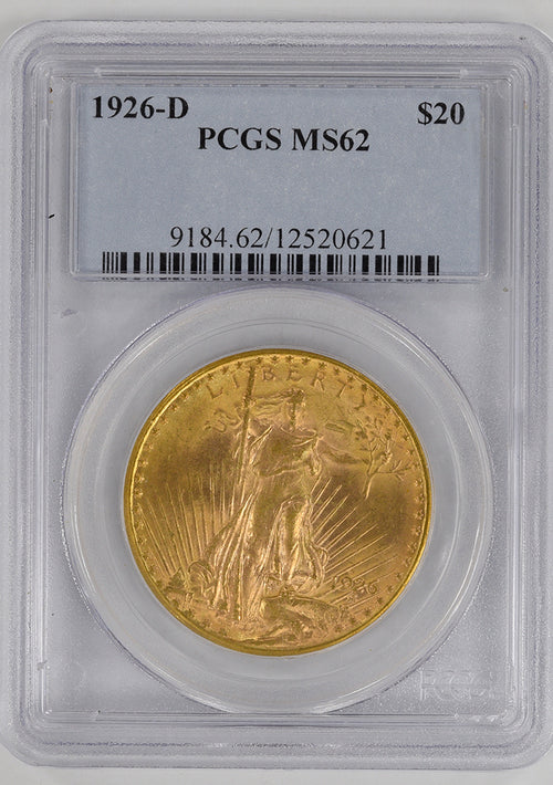 1926-D $20 St. Gaudens PCGS MS62