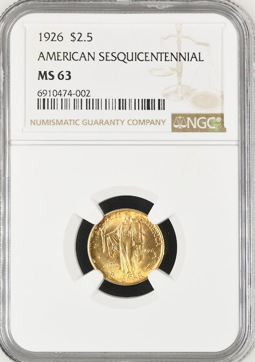 1926 $2.5 American Sesquicentennial Gold NGC MS63