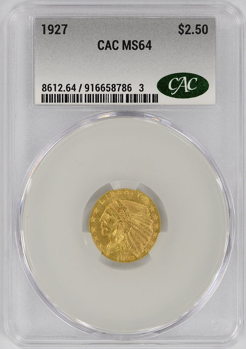 1927 $2.50 Gold Indian CAC MS64