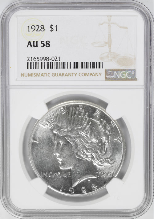 1928 $1 Peace NGC AU58