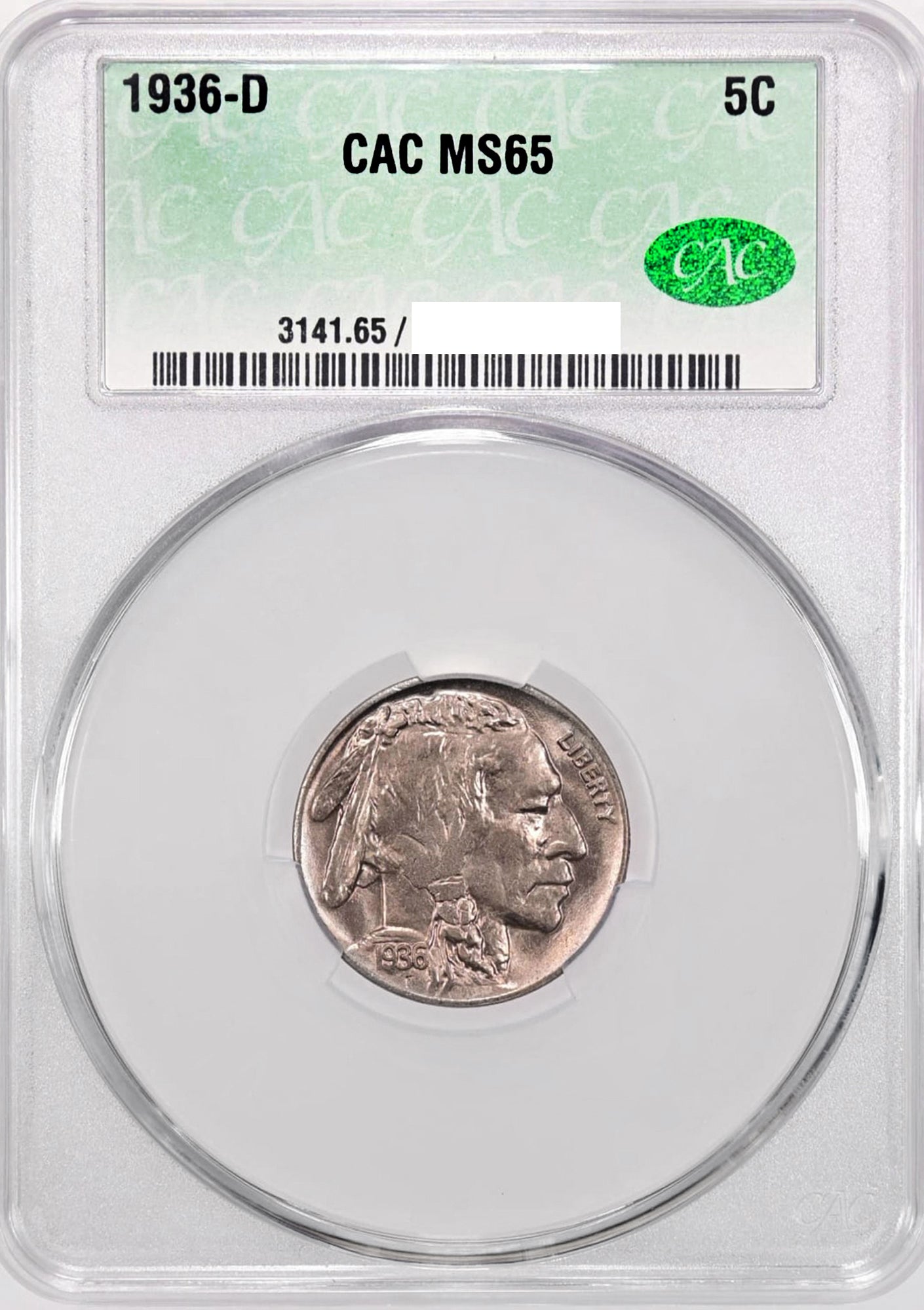 1936-D 5C Buffalo CACG MS65 - Long Island Rare Coins & Currency