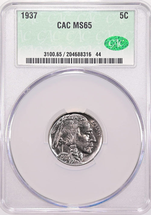 1937 5C Buffalo Nickel CACG MS65