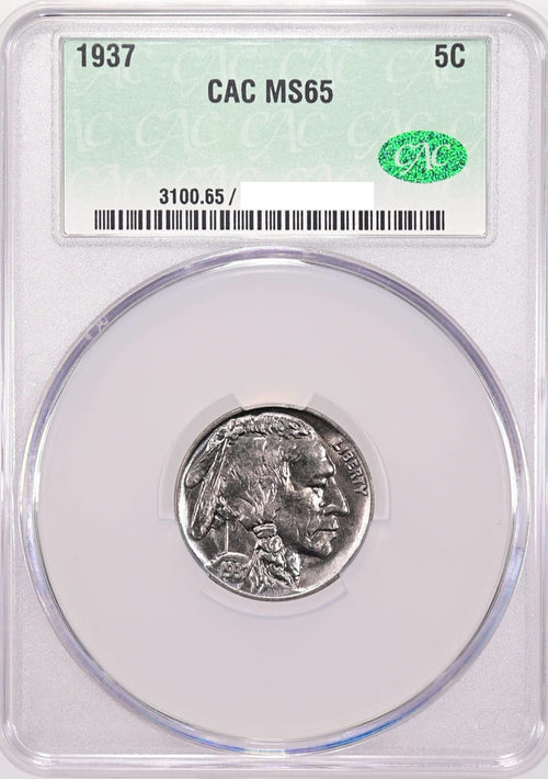 1937 5C Buffalo Nickel CACG MS65