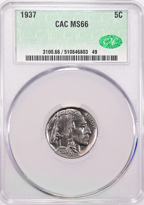 1937 5C Buffalo Nickel CACG MS66