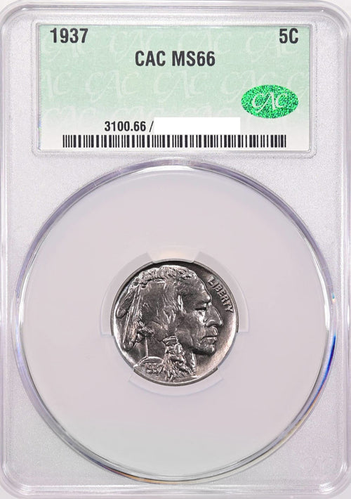 1937 5C Buffalo Nickel CACG MS66