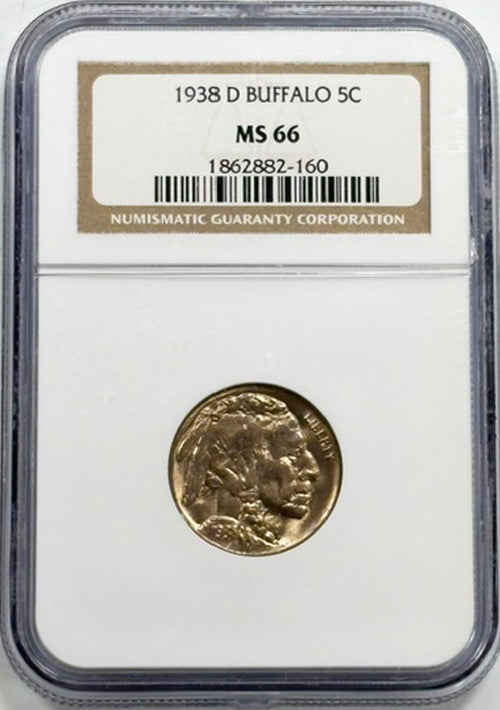 1938 D Buffalo 5C NGC MS66