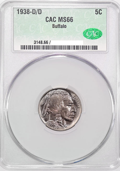 1938-D/D 5C Buffalo Nickel CACG MS66