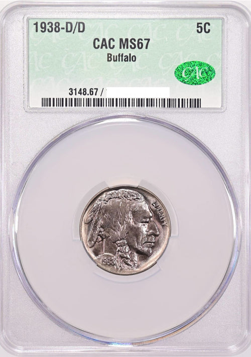 1938-D/D 5C Buffalo Nickel CACG MS67