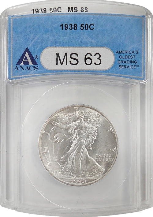 1938 50C Walking Liberty ANACS MS63
