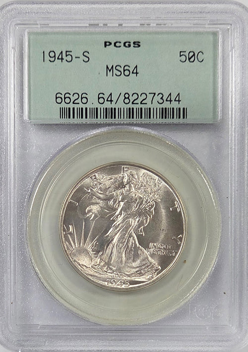 1945-S 50C Walking Liberty PCGS MS64