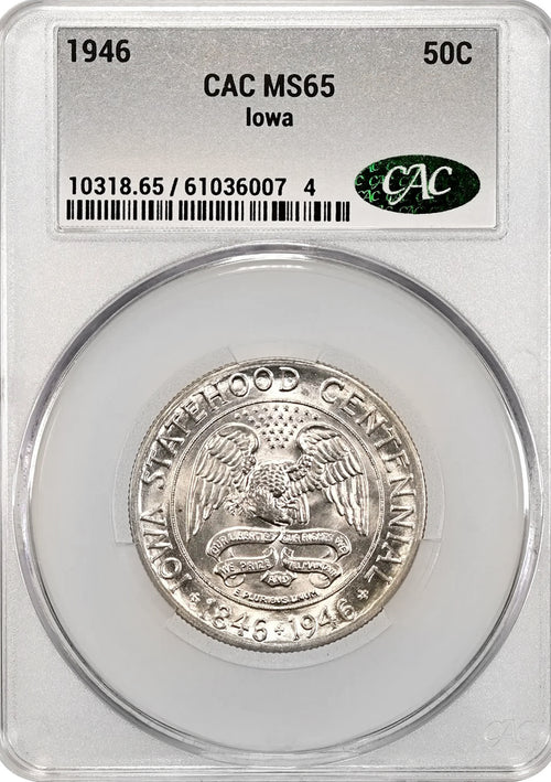 1946 50C Iowa Commemorative CAC MS65