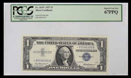 Series 1957 $1 Silver Certificate Star Note Fr. 1619* PCGS 67PPQ