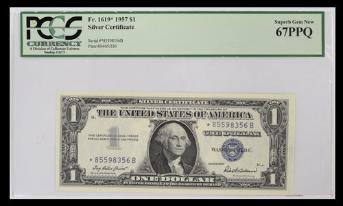 Series 1957 $1 Silver Certificate Star Note Fr. 1619* PCGS 67PPQ