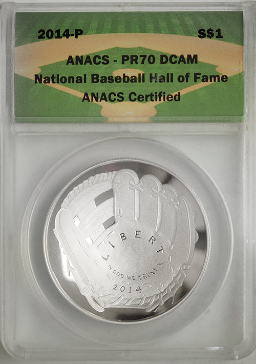 2014-P $1 National Baseball Hall of Fame ANACS PR70 DCAM